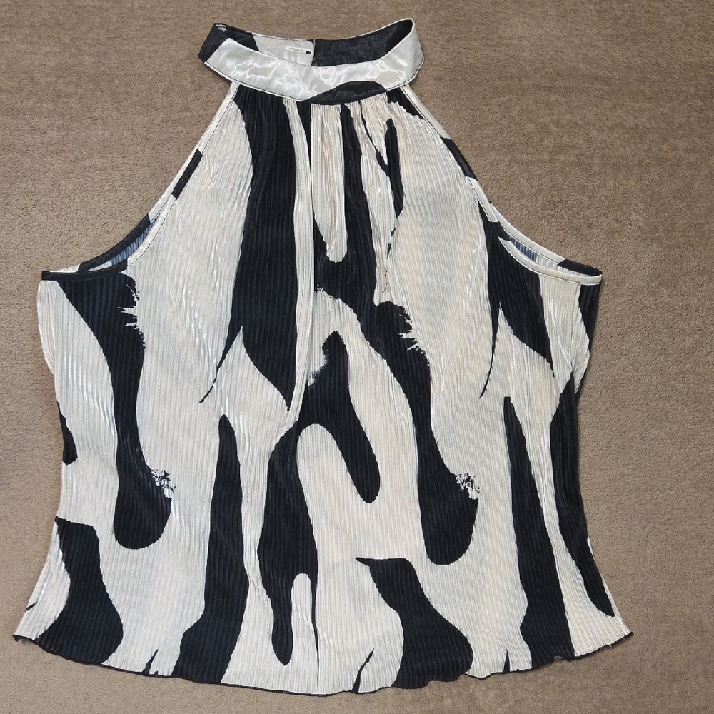 SHEIN Black and Cream Halter Blouse